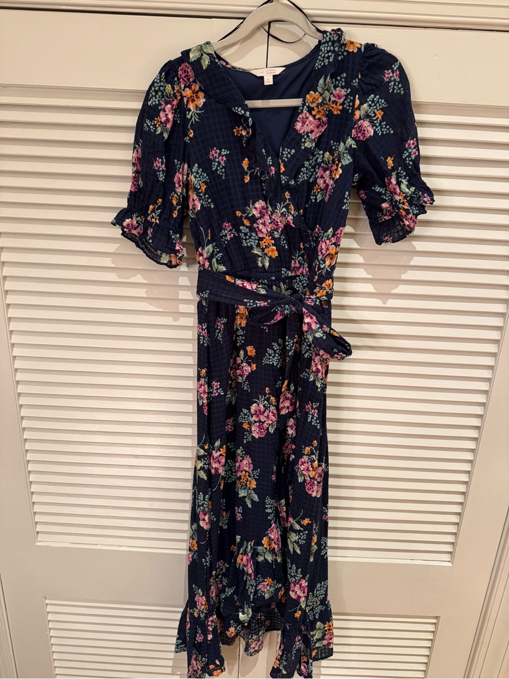 LC Lauren Conrad Navy Floral Wrap Dress